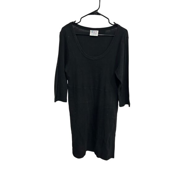 Fresh Produce Scoop Neck 3/4 Sleeve Dress Black Adult Sz Medium Contemporary - Picture 1 of 9
